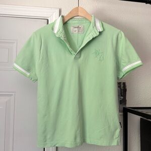 OAS pistachio green cotton Lycra embroidered short sleeve polo shirt